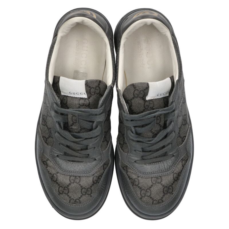 GUCCI Leather Low-Cut Sneaker Gray 726543 Size 7.5