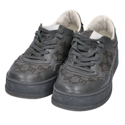 GUCCI Leather Low-Cut Sneaker Gray 726543 Size 7.5