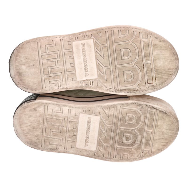 FENDI FF Logo Canvas Platform Sneakers White Size 5