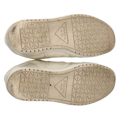 PRADA Downtown Triangle Logo Enamel Low-Cut Beige Size 7.5