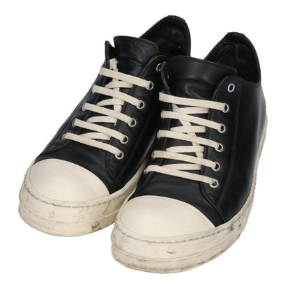 Rick Owens RAMONES LOW Leather Sneakers Black x White Size 41