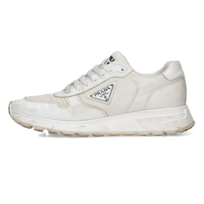 PRADA Re-Nylon Brushed Leather Sneakers White Size 8.5