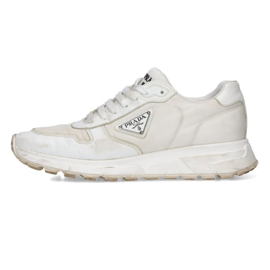 PRADA Re-Nylon Brushed Leather Sneakers White Size 8.5