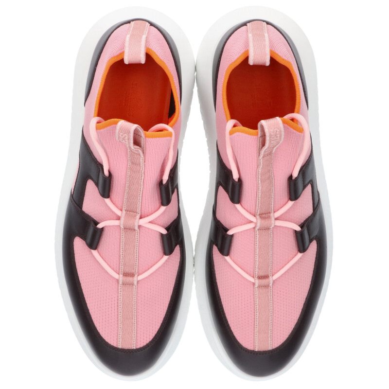 HERMES Duel H-Logo Low-Cut Sneakers Pink Brown Size 10.5
