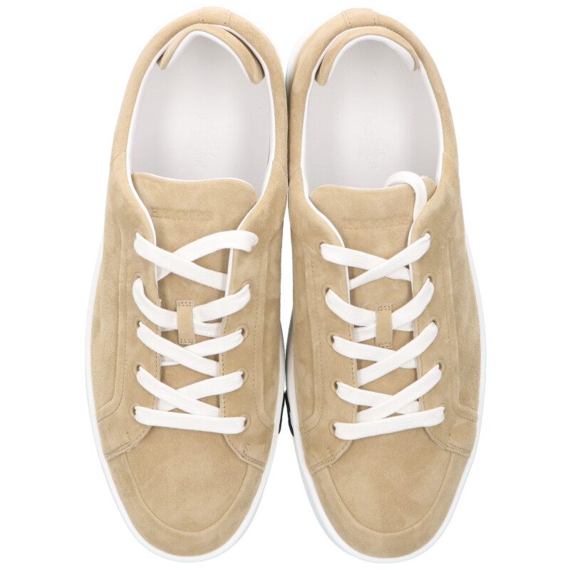 HERMES Chèvre Suede Low-Cut Sneakers Beige Size 9