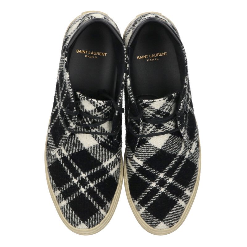 Saint Laurent Paris Wool Sneakers Black x White Size 42