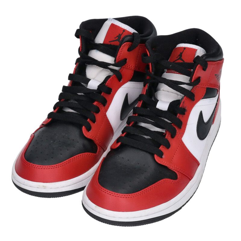 NIKE Air Jordan 1 Mid 554724-069 Red/Black/White Size 9