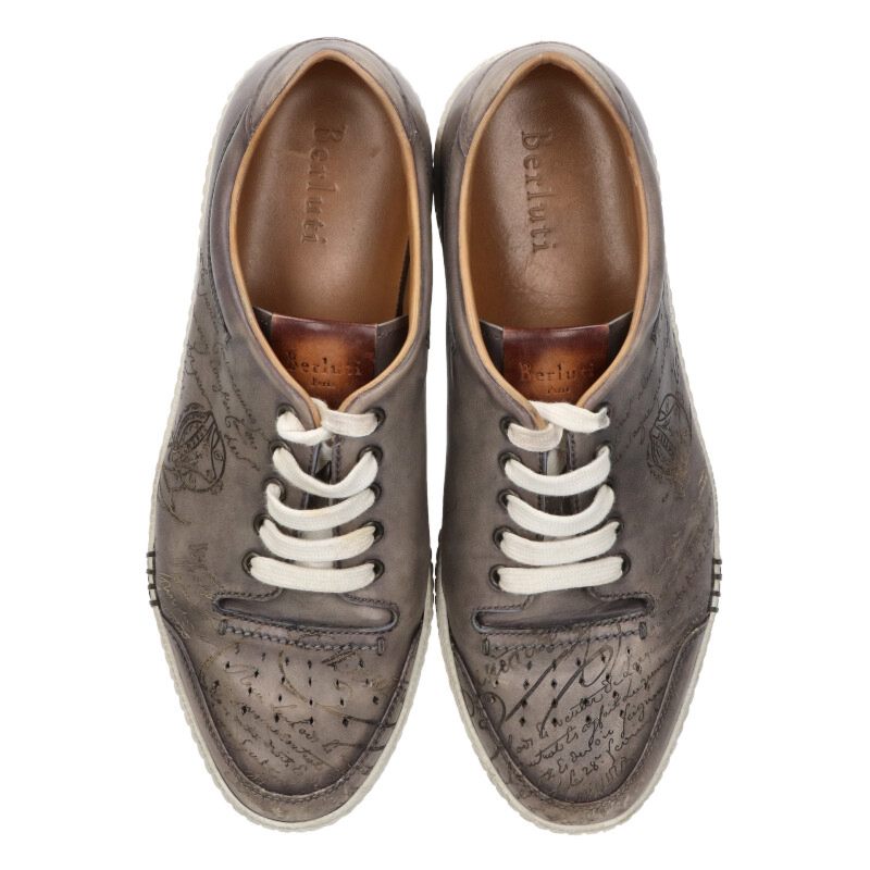 Berluti Playtime Calligraphy Leather Low-Top Gray Size 9.5
