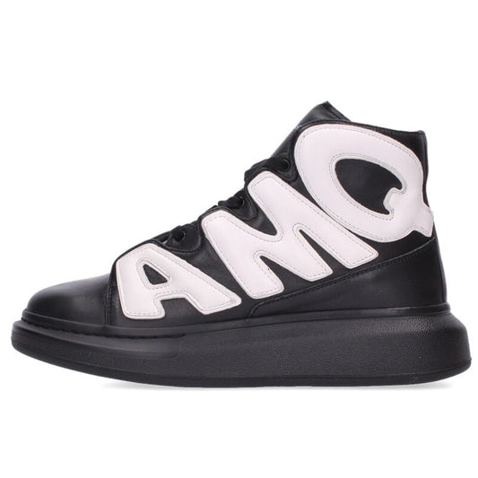 Alexander McQUEEN Black Leather High-Top Sneakers Size 7.5