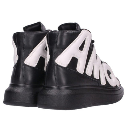 Alexander McQUEEN Black Leather High-Top Sneakers Size 7.5