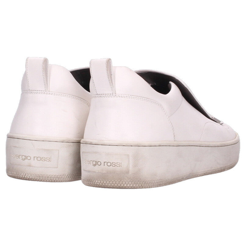sergiorossi White Silver Plate Leather Sneakers Size 5