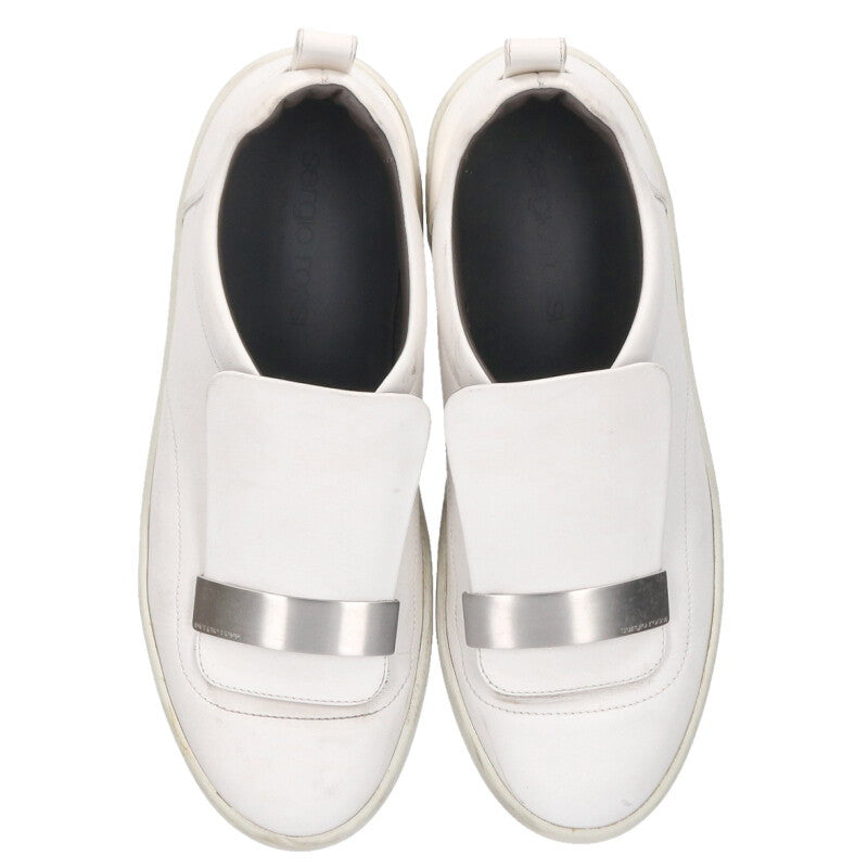 sergiorossi White Silver Plate Leather Sneakers Size 5