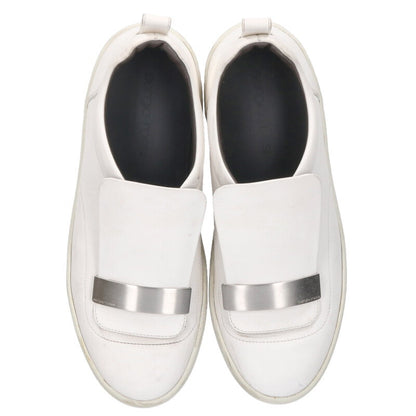 sergiorossi White Silver Plate Leather Sneakers Size 5