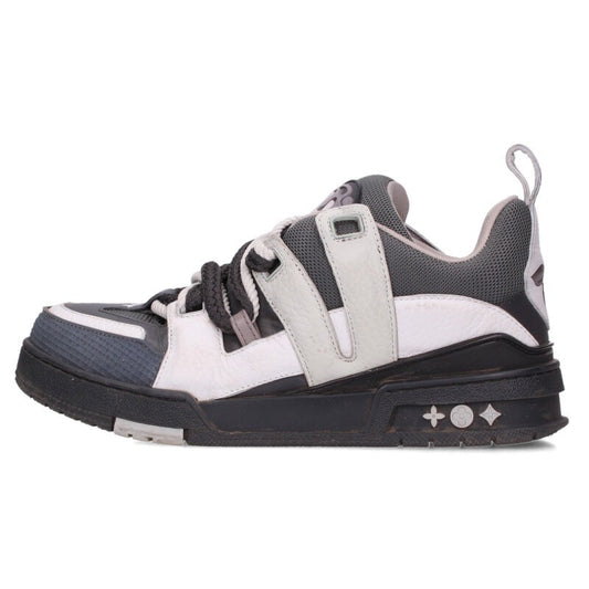 Louis Vuitton LV Leather Sneakers Gray x White Size 6.5