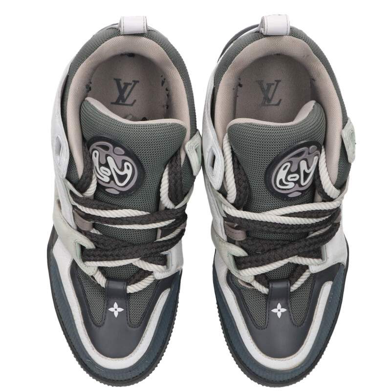 Louis Vuitton LV Leather Sneakers Gray x White Size 6.5