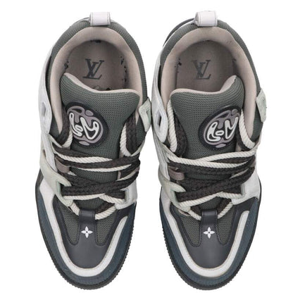 Louis Vuitton LV Leather Sneakers Gray x White Size 6.5