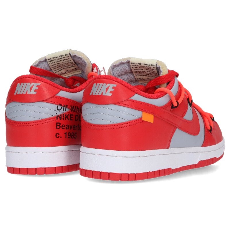 NIKE OFF-WHITE Dunk Low University Red Wolf Grey Size 9
