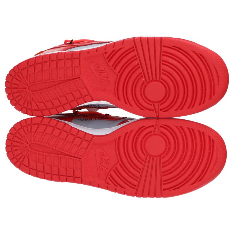 NIKE OFF-WHITE Dunk Low University Red Wolf Grey Size 9