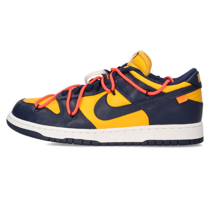 NIKE OFF-WHITE Dunk Low LTHR Gold Navy Size 9