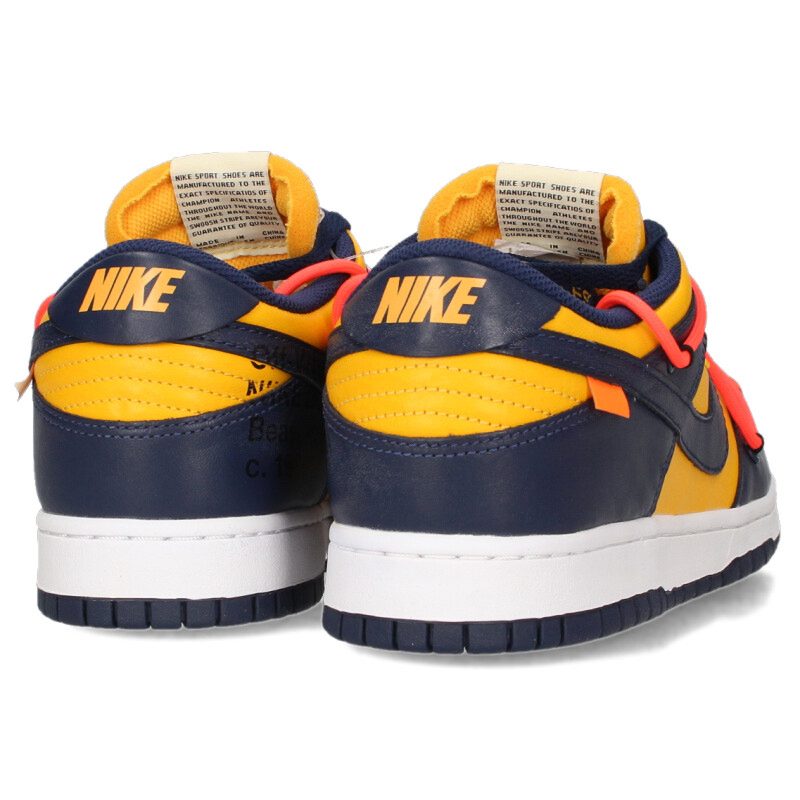 NIKE OFF-WHITE Dunk Low LTHR Gold Navy Size 9