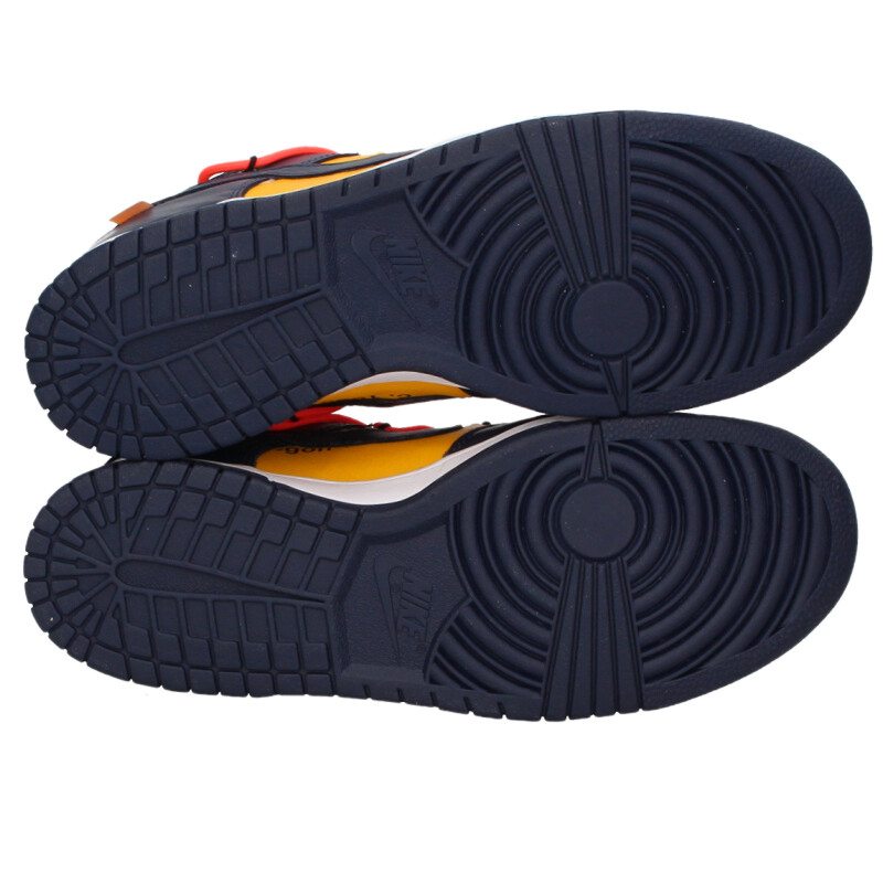NIKE OFF-WHITE Dunk Low LTHR Gold Navy Size 9