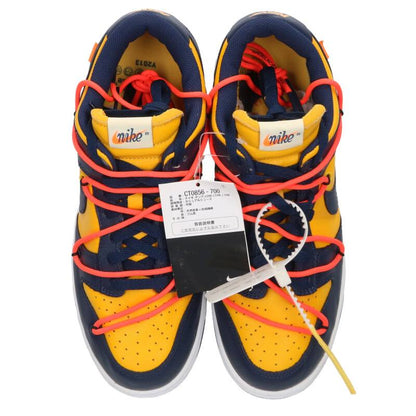NIKE OFF-WHITE Dunk Low LTHR Gold Navy Size 9