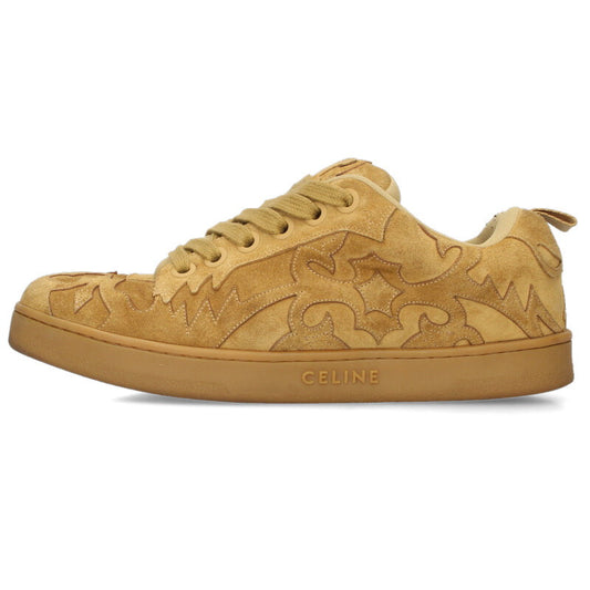 CELINE Huntington Suede Low-Top Sneakers Brown Size 7.5
