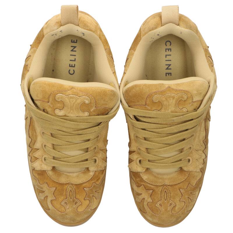 CELINE Huntington Suede Low-Top Sneakers Brown Size 7.5
