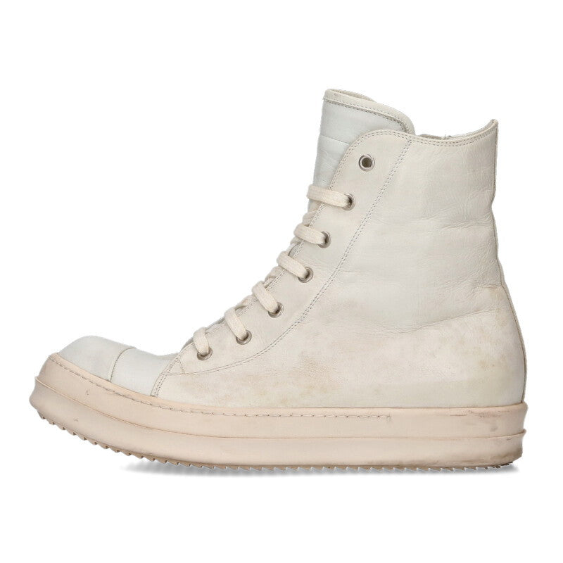 Rick Owens Ramones Leather High Top Sneakers White Size 8.5