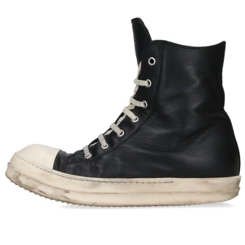 Rick Owens Ramones Leather High Top Sneakers Black Size 7.5