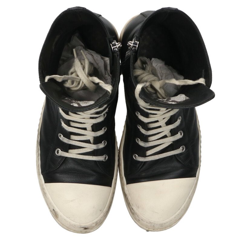 Rick Owens Ramones Leather High Top Sneakers Black Size 7.5