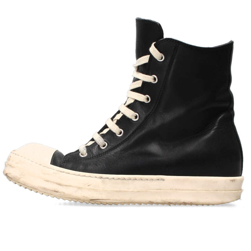 Rick Owens Ramones Leather High Top Sneakers Black Size 6.5