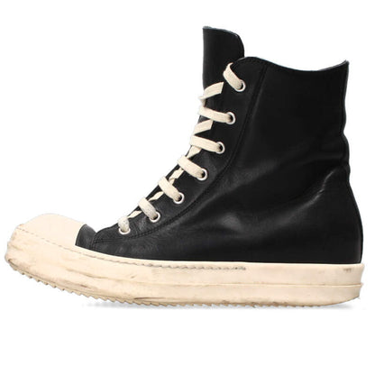 Rick Owens Ramones Leather High Top Sneakers Black Size 6.5