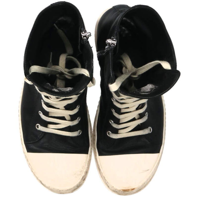 Rick Owens Ramones Leather High Top Sneakers Black Size 6.5