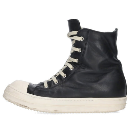 Rick Owens RAMONES Leather High-Top Sneakers Black Size 7.5