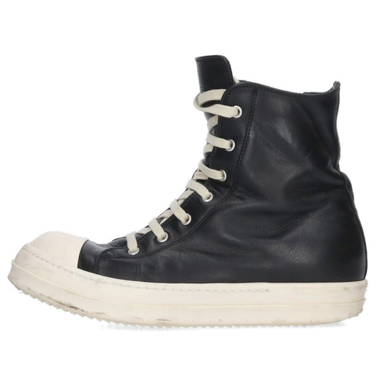 Rick Owens RAMONES Leather High-Top Sneakers Black Size 7.5