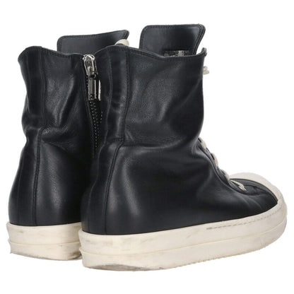Rick Owens RAMONES Leather High-Top Sneakers Black Size 7.5