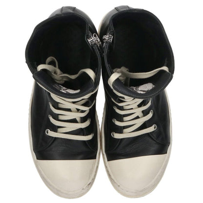 Rick Owens RAMONES Leather High-Top Sneakers Black Size 7.5