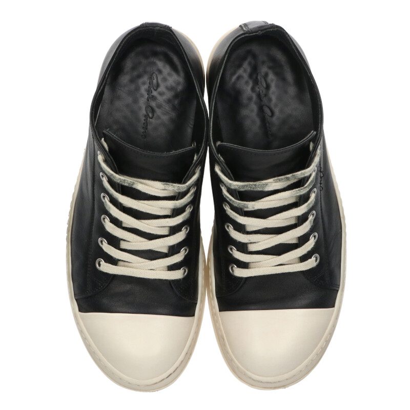 Rick Owens Ramones Low Leather Sneakers Black Size 6.5