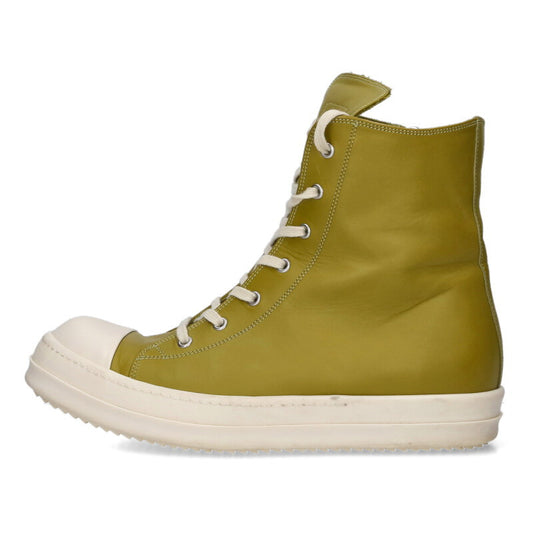 Rick Owens Ramones Leather High Top Sneakers Green Size 10.5