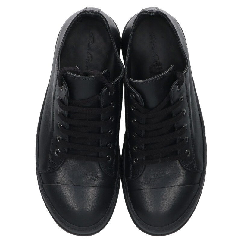 Rick Owens RAMONES LOW Leather Low Sneakers Black Size 6.5