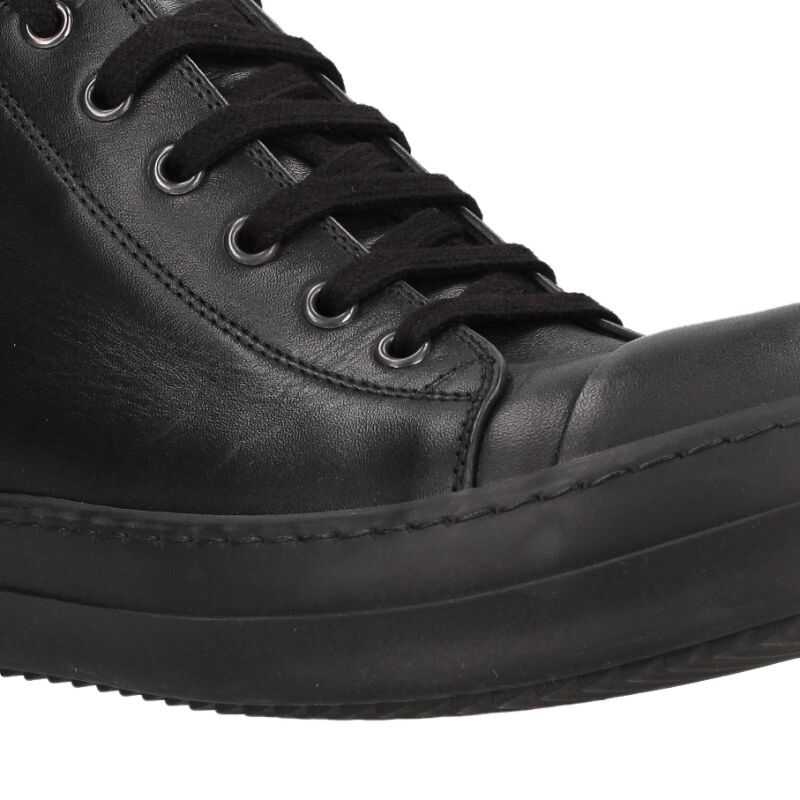 Rick Owens RAMONES LOW Leather Low Sneakers Black Size 6.5