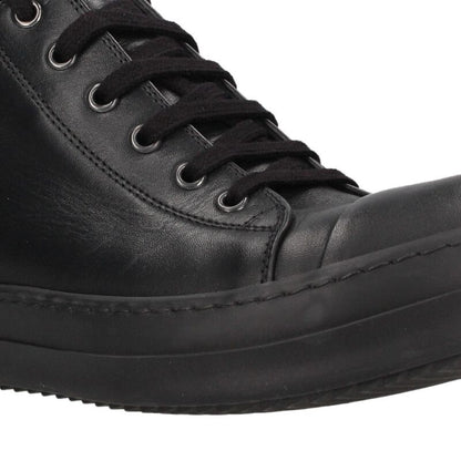 Rick Owens RAMONES LOW Leather Low Sneakers Black Size 6.5