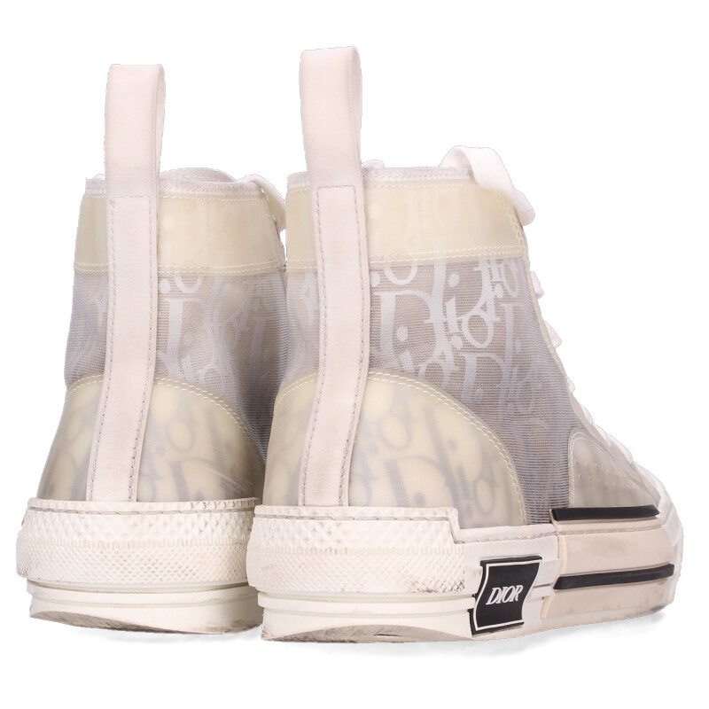 DIOR B23 Oblique Pattern High-Top Sneakers White Size 6