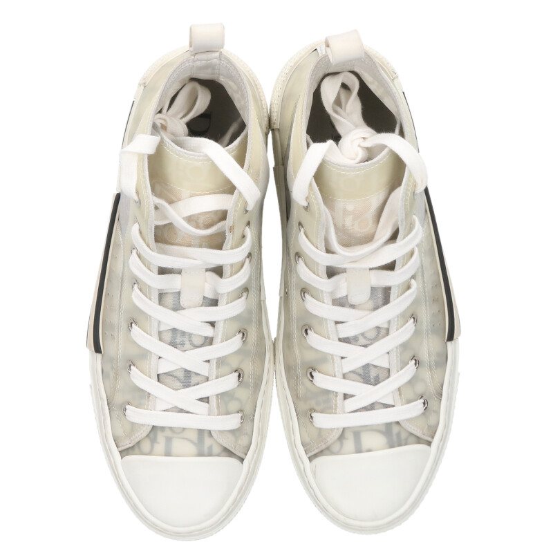 DIOR B23 Oblique Pattern High-Top Sneakers White Size 6