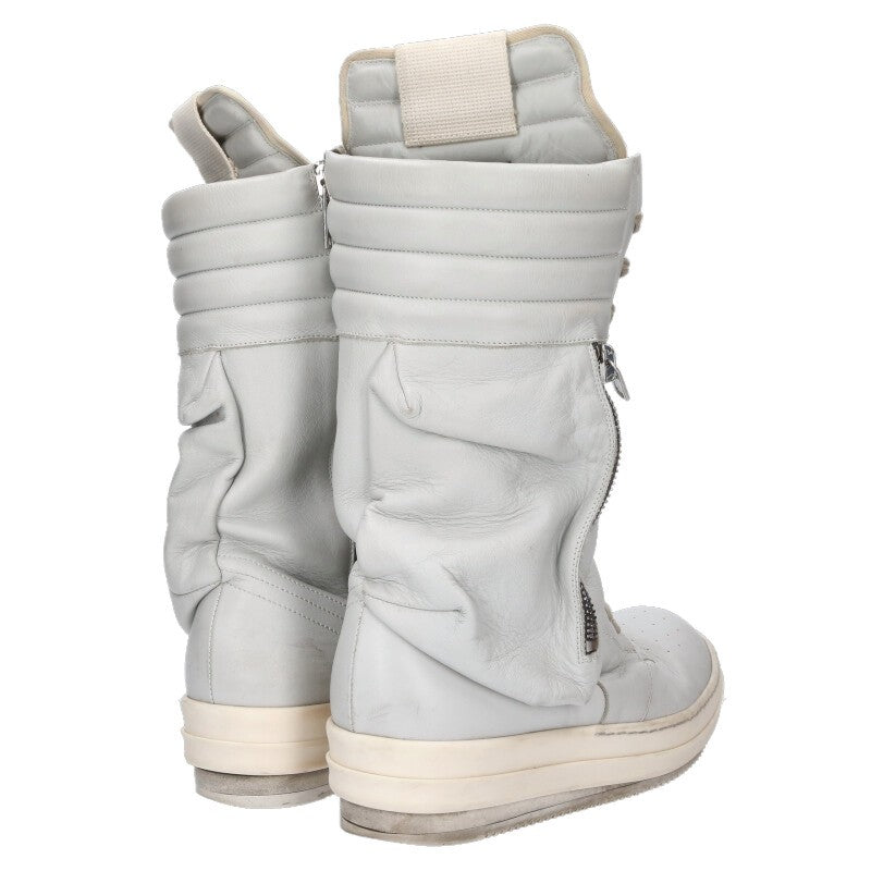 Rick Owens Cargo Basket Leather Sneakers Light Gray Size 9.5