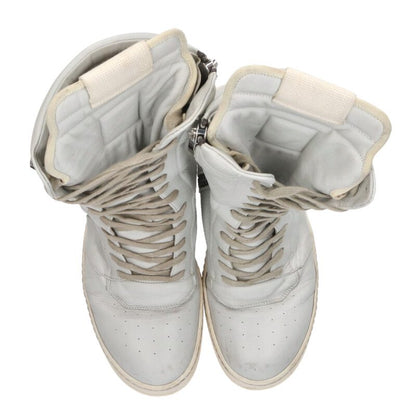 Rick Owens Cargo Basket Leather Sneakers Light Gray Size 9.5