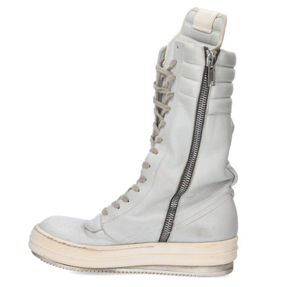Rick Owens Cargo Basket Leather Sneakers Light Gray Size 9.5