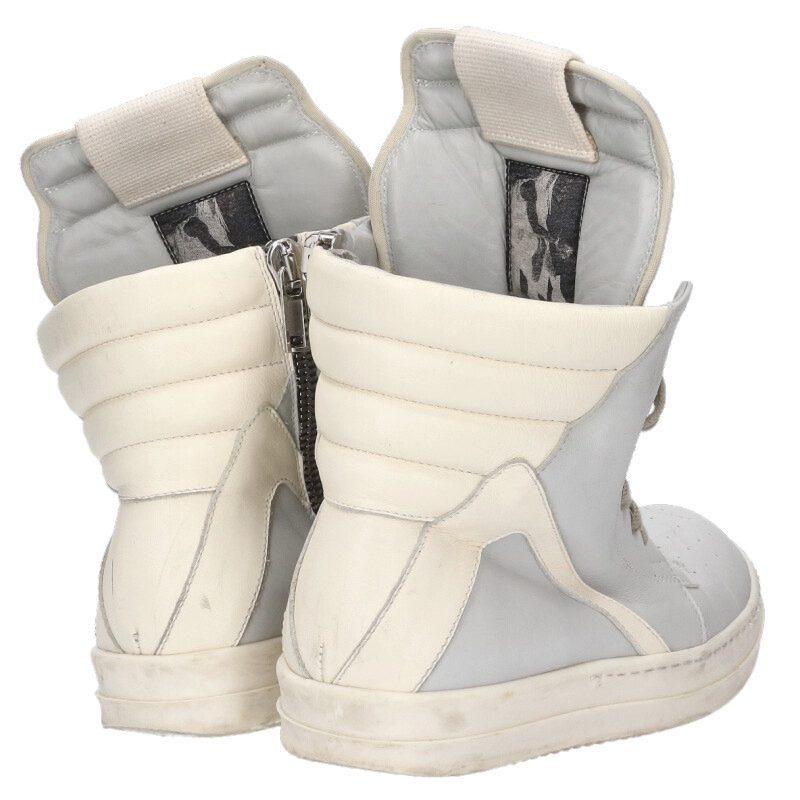 Rick Owens Geobasket Leather High-Top Sneakers Gray Size 6