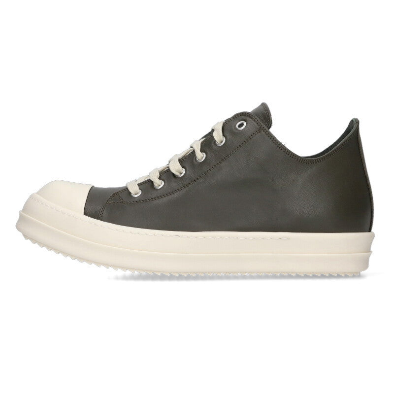 Rick Owens RAMONES LOW Leather Low-Top Dark Green Size 10.5